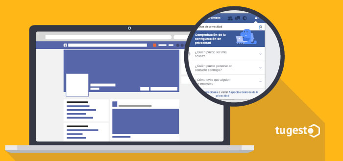 Acceso a los ajustes de privacidad en Facebook.