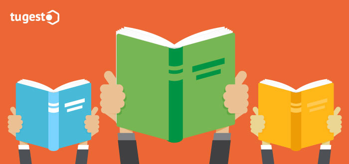 Emprendedores con libros en la manos