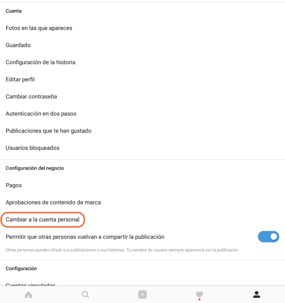 perfil de empresa Instagram 