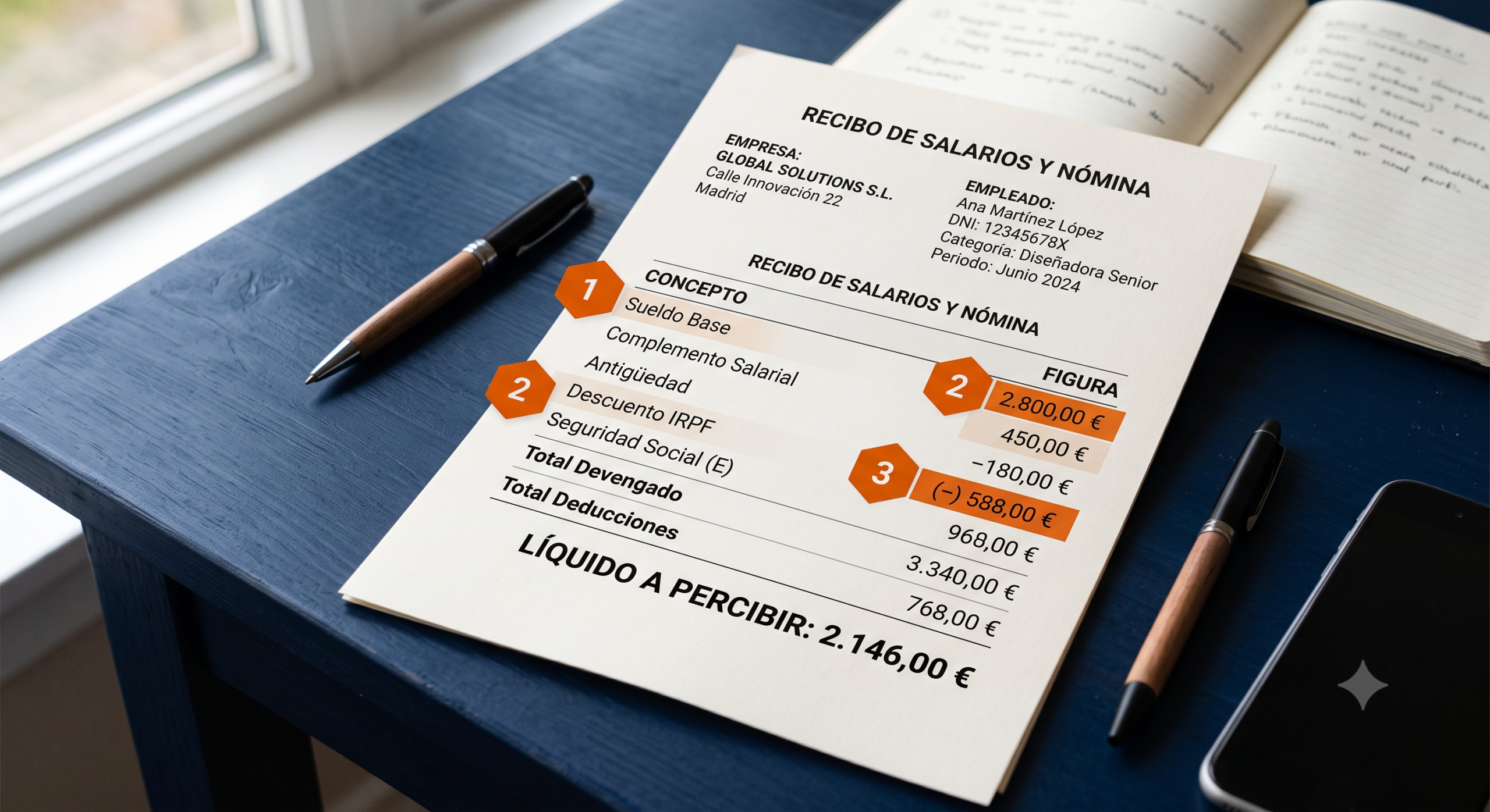 irregularidades en la nómina señaladas sobre un recibo de salarios